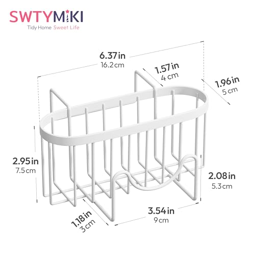 SWTYMIKI Sponge Holder for Kitchen Sink - Movable Kitchen Sink Caddy with M Shape Hook, Stainless Steel Hanging Sponge Caddy for Dish Sponge, Brush, Stopper Organizer in Double Bowl Sink, White - color: White-regular