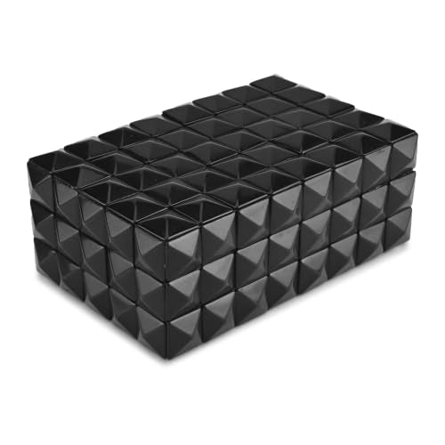 Perilla Home Large Decorative Storage Box – 21" x 13" x 8.5" – Black MDF with Madison Black Resin Finish – Wooden Keepsake Chest for Blankets, Crafts & Home Organization - color: Black