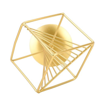 Gold Geometric Table Decor 3D Iron Geometric Sculpture for Living Room Study Office Home Decor 14x24cm