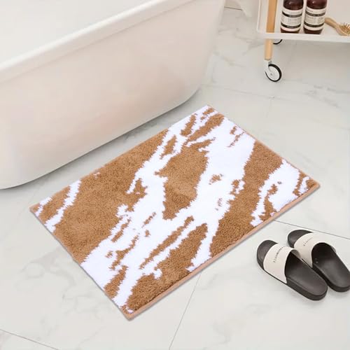 Bath Rug Mat Non Slip,Marble Indoor Doormat,20"x32" | Small Area Rug,Rubber Backed,Soft microfiber,Absorbent,Machine Washable,Bathroom,Entryway,Kitchen,Hallway - color: Beige White1