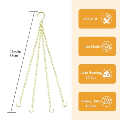 garini 3 Pack, 23 Inch Hanging Baskets Chain, Gold Hanging Chains with Hooks Flower Pot Chain Replacement Plant Hangers for Planters, Bird Feeders and Lanterns - color: Gold, size: 3P