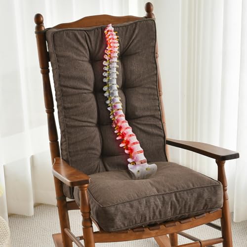 SUNROX Memory Foam Jumbo Rocking Chair Cushions, FadeShield Water Resistant Non Slip Durable Tufted Pads, Set of Seat & Back Cushion with Ties for Indoor/Outdoor Rocker, 2 Piece, Heather Chestnut - color: Heather Chestnut