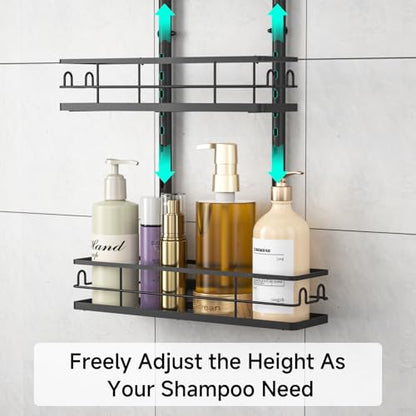 3 Tier Hanging Shower Head Caddy, Adjustable Hanging Shower Caddy Over Showerhead, No Drilling Handing Racks Rustproof for Bathroom Shampoo Soap Storage - style: 3 Tier