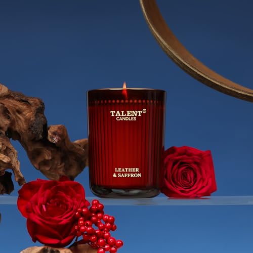 Jar Candles for Home Scented - Aromatherapy Candles Gifts for Women & Men - Natural Soy Candle - 8.4oz Traditional Style - Leather & Saffron - color: Leather & Saffron