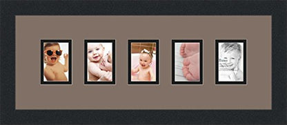 ArtToFrames Collage Photo Frame Double Mat with 5-2.5x3.5 Openings with Satin Black Frame and Pewter mat. - color: Pewter, size: 2.5x3.5