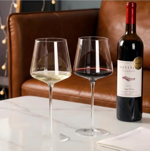 Physkoa Wine Glasses Set 2-18oz-LeadFree Wine Glass with Long Stem,Clear Stemmed Wine Glasses【HandBlown Glassware】 Crystal Wine Gifts for Women Birthday Wedding - style: 2 Count