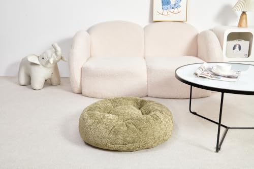 Floor Cushion Pillow, Portable Large | Meditation Adult Sitting Pillow with Handle for Tatami, Living Room & Yoga (1, Round, Green, 22 x 22 x 6 inches) - color: Round, Green