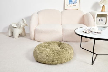 Floor Cushion Pillow, Portable Large | Meditation Adult Sitting Pillow with Handle for Tatami, Living Room & Yoga (1, Round, Green, 22 x 22 x 6 inches) - color: Round, Green
