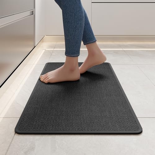 Kitchen Rugs Kitchen Mats for Floor Non Slip Washable Black 17"x30" | Super Absorbent Woven Rubber Backing Washable Kitchen Floor Mat Sink Mat Runner Rugs Front of Sink, Easy Clean - color: A- Black, size: 17"x30"