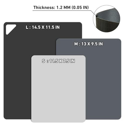WK Flexible Plastic Cutting Boards Mats for Kitchen, Flexible Non Slip Cutting Mat, Thin Cutting Sheets, BPA Free, Dishwasher Safe, Multi Sizes - color: Multi Grey - S&M&L - 3