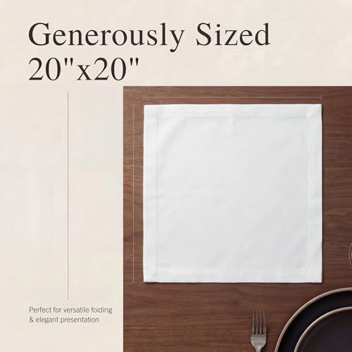 Urban Villa Cloth Napkins Cotton 20x20 (Set of 12) White - color: 001 White, size: 20" x 20" (Set of 12)