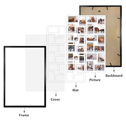 HORLIMER 2 Pack 4x6 Picture Frames Collage with 24 Openings, Multi Photo Frame for Wall Hanging, Black