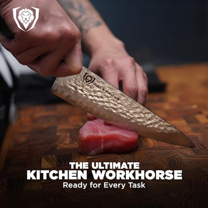 Dalstrong 8" Japanese Chef Knife Gyuto - 66-Layer Damascus AUS-10V | Hand-sharpened 8-12° Edge - Full-tang G-10 Handle - For Meal Prep - Sushi - Home Butchering - Customer Support Included - color: .Elite Black