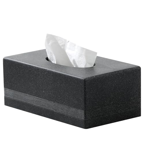 Tissue Box Cover Rectangle, Simple Facial Tissues Holder, Black | Resin, Rectangular, Paper Dispenser, Home Decorative, for Bathroom Kitchen Bedroom Living Room Office Hotel Cafe Bar Salon - color: Black - Rectangle