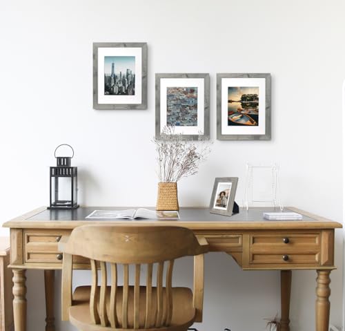 Grey 11x14 Picture Frame set of 3,Display 11x14 without Mat or 8x10 with Mat，Wall Gallery Photo Frames - color: Grey, size: 11x14 inches