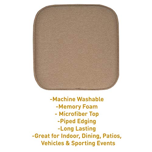 Sweet Home Collection Chair Cushion Memory Foam Pads Honeycomb Pattern Slip Non Skid Rubber Back Rounded Square 16" x 16" Seat Cover, 4 Pack, Charlotte Taupe - color: Charlotte Taupe, size: 4 Pack