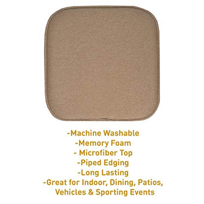 Sweet Home Collection Chair Cushion Memory Foam Pads Honeycomb Pattern Slip Non Skid Rubber Back Rounded Square 16" x 16" Seat Cover, 4 Pack, Charlotte Taupe - color: Charlotte Taupe, size: 4 Pack