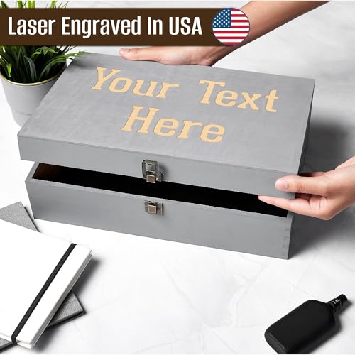 Personalized Wooden Keepsake Box - Custom Memory Box for Photos Jewelry Letters Rustic Memento Storage Box for Wedding, Anniversary, Birthday, Graduation & Retirement Gifts - style: 1. Your Text Here