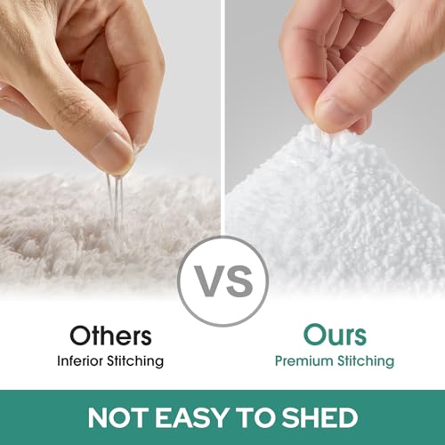 HOMEIDEAS Bathroom Rugs Sets 2 Piece, Super Soft and Absorbent Non Slip Microfiber Machine Washable Bath Mat Set (20" x 32" + 16" x 24", White) - color: Loop- White, size: 1'4" x 2'8" (16"x24"+20"x32")