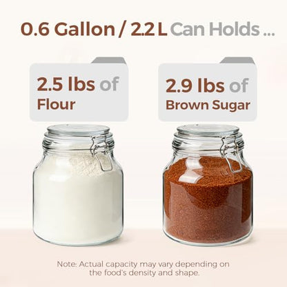 ComSaf Large Glass Pantry Jars with Airtight Lids 74 oz 2 Pack Wide Mouth | Flour sugar rice, Measuring cup, Labels included, Sourdough pickling, Large capacity, Cabinet organization, Dry goods - size: 74oz*2-Wide-Mouth