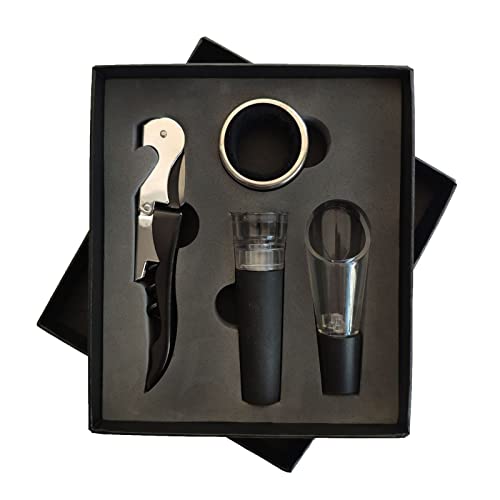 Yctze Wine Opener Set, Stainless Steel Rustproof Corkscrew Kit, Packaging Kit, Ideal for Home, Bar, Restaurant, Gifts (Black) - size: Black
