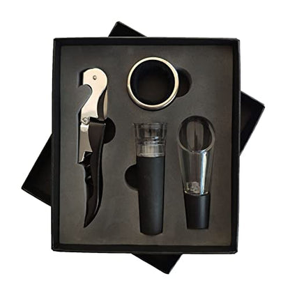 Yctze Wine Opener Set, Stainless Steel Rustproof Corkscrew Kit, Packaging Kit, Ideal for Home, Bar, Restaurant, Gifts (Black) - size: Black