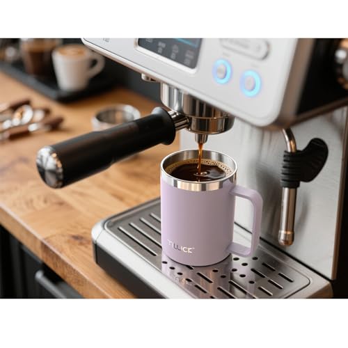 TILUCK 12 oz Insulated Coffee Mug with Lid and Handle | BPA-Free Lid, Double-Wall Vacuum Insulation, Stainless Steel Coffee Cup,Dishwasher Safe Mug for Hot & Cold Drinks,LightPurple - color: Matte LightPurple, size: 12 Ounces