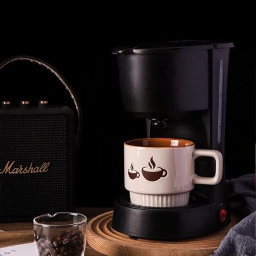 Ceramic Stackable Coffee Mugs, Beige&Brown, Set of 4 | for Au Lait, Cappuccino,Latte,Cafe,Mocha,Tea, Geometric Pattern Cups Suit For Housewarming Wedding- - color: Brown