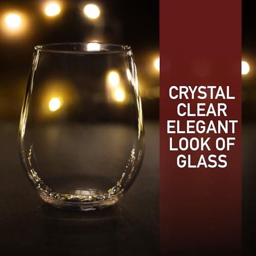 D'Eco 100% Tritan 20 oz Wine Glasses, Shatterproof Glassware, 8 Pack | Reusable, Crystal-Clear Plastic BPA-Free Tumblers for Red and White Wine, Indoor & Outdoor Cups For Parties & Entertaining