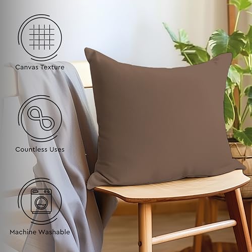 Encasa XO Throw Pillow Covers, Cotton, No Inserts 12"x12" Beige | Durable Cotton Canvas | Concealed Invisible Zipper | Ideal for DIY & Embroidery | Living Room & Couch | Set of 2 - color: Beige, size: 12" x 12" (Pack of 2)