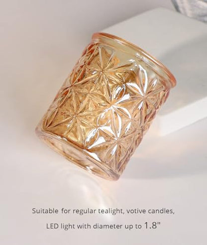 Gold Votive Candle Holders Set of 12, Tea Lights Candle Holders Glass for Wedding Table Centerpieces, Gold Candle Holder for Christmas Party Diwali Centerpieces for Table, Home Party Supplies - color: Gold