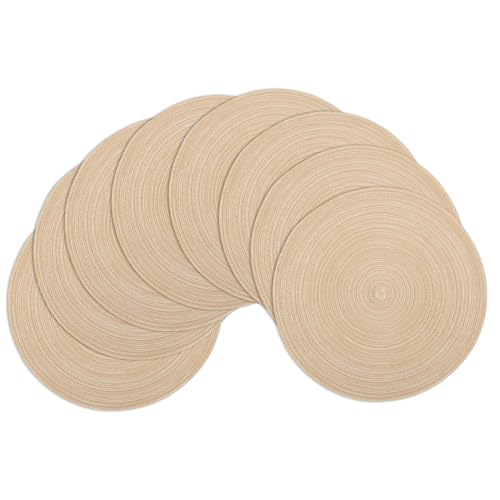 Winknowl Round Braided Placemats Set of 8 Washable Woven Heat Resistant Table Mats for Kitchen Dining Tables 15 inch Round Place Mats (Beige,8) - color: Beige, size: 8pcs