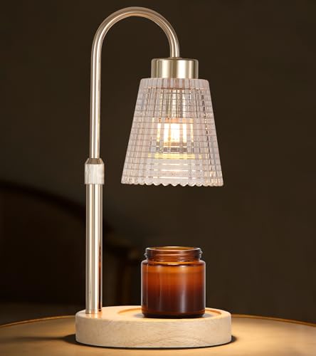 Gold Candle Warmer Lamp with Timer and Dimmer,Fragrance Electric Wax Melt Warmer with 2 Bulbs,Scented Jar Lamp,Mother's Day/Birthday/Gifts Christmas for Mom/Wife,Home Decor,Adjustable Height - color: Trumpet-shaped Gold