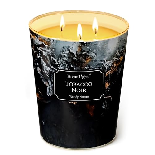 HomeLights Scented Candles for Women & Men, 34oz Candle Jars Aromatherapy 3-Wick Candle, Ideal for Industrial Chic Home Decor and Gifts, Tobacco Noir - color: Tobacco Noir, size: 34oz 3-wick