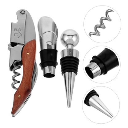 Luxshiny 1set Stainless Steel Wine Set Box Creative Opener Kit Wine Bottle Accessories Corkscrew Pourer for Men Women