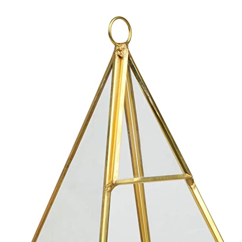Ashland 9.5” Gold Geometric Triangle Glass Terrarium - Hanging Planter for Succulents and Air Plants - Bulk 12 Pack
