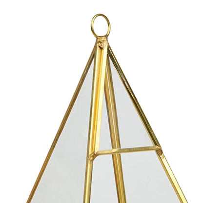 Ashland 9.5” Gold Geometric Triangle Glass Terrarium - Hanging Planter for Succulents and Air Plants - Bulk 12 Pack