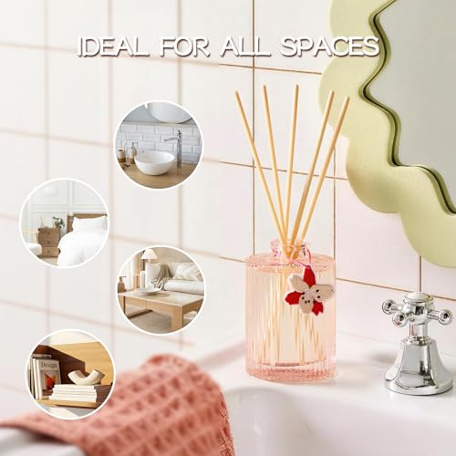 Reed Diffuser, Peony Blossom Scent Oil Diffuser, 6.09 fl oz | 8 Reeds, Long-Lasting Home Fragrance, Bathroom Bedroom Shelf Decor & Gifts - color: Pink(peony Blossom)