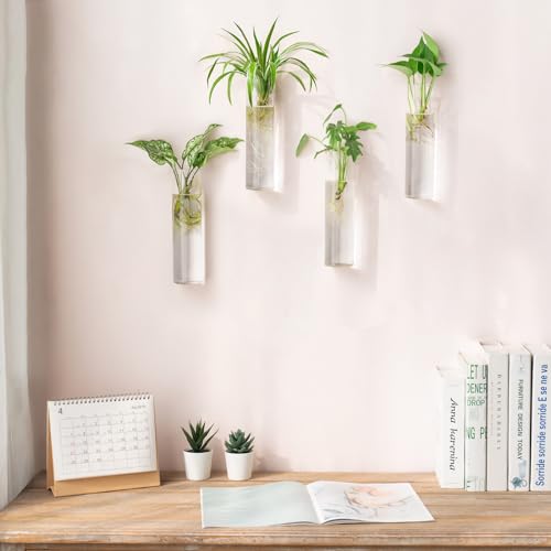 Mkono Propagation Station Wall Planter Hanging Glass Tubes Flower Vase Set