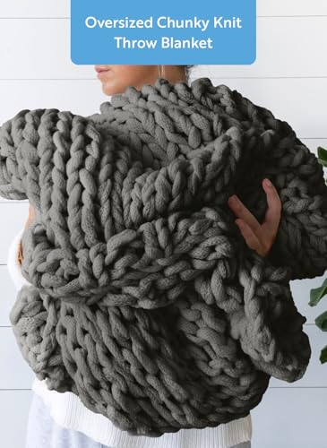 Linen Market Beddings Oversized Chunky Knit Throw Blanket Acrylic Hypoallergenic - 47'' x 59'' Cozy Home Accent for Snuggling, Lounging, and Stylish Décor (Gray)