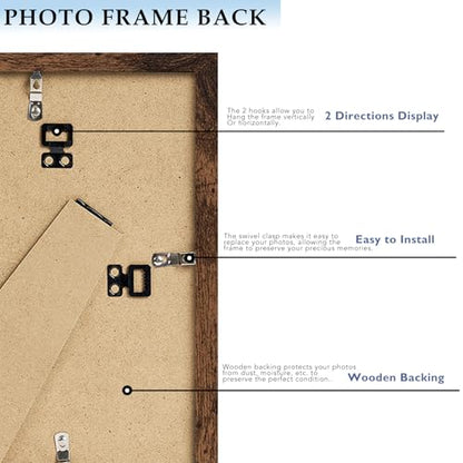 9x11 Picture Frame Deep Brown for Wall Hanging, Wood 9 x 11 Frame Photo Frame for Wall Horizontally or Vertically, Deep Brown, 3 Pack - size: 9x11 inch
