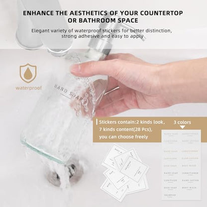 Glass Soap Dispenser - Dish Hand Soap Dispenser Set for Kitchen, Bathroom Soap Lotion Dispenser with 304 Rust Proof Pump, Tray, Clear Bottle/Silver Pump - color: Clear Bottle/Brushed Silver Pump + Tray + Funnel