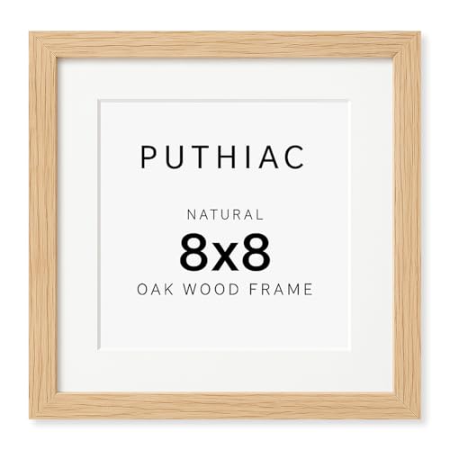 8x8 Solid Oak Wood Picture Frame with 4x4 Mat, Natural Oak, 1 Pack | Minimalist oak frame; fits 4x4 with mat or 8x8 without; wall/tabletop display for photos, art prints, desks or gallery walls - color: Beige-1P, size: 8x8