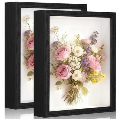 2 Pack Shadow Box Frame 11"x 14" - Wood Deep Shadowbox with Glass Shadow Boxes Display Cases Suitable for Photos, Dried Flowers, Handicrafts Picture Frames for Wall Hanging Tabletop (Black) - size: 11×14-2pcs-black