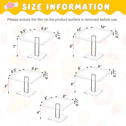 Ripeng 5 Tiered Dessert Table Display Set Buffet Riser Clear Acrylic Dessert Cupcake Stand Riser Bulk 5 Size Party Stand Food Treat Cookie Platter Pastry Serving Tray(8, 8.5, 9, 9.5, 10 Inch) - size: 8, 8.5, 9, 9.5, 10 Inch
