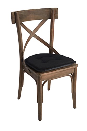 Non-Slip Chair Cushions, Assembled in USA, U-Shaped Skid-Proof Seat Pads for Dining Room, Kitchen, Office, 15"x16" - color: Solid Midnight Black, size: 2 Pack