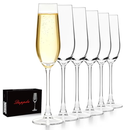 Champagne Flutes 7.5oz, Champagne Glasses Set of 6,Unique Gift | Elegant Champagne Glasses for Birthday, Wedding, Anniversary, Wedding Toasting Glasses for Home Bar, Special Occasions - style: Elegant Tapered