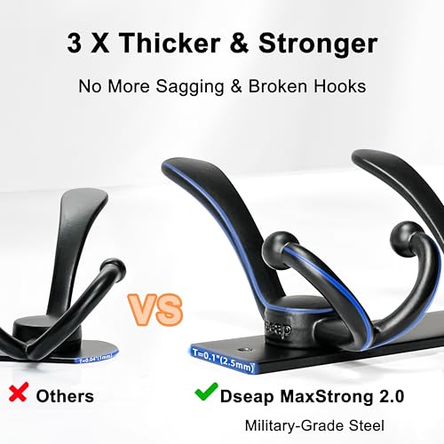 Coat Rack Wall Mount, Heavy Duty 12-Gauge Base vs Flimsy 1mm, Double-Thick Solid Anti-Snap Hooks, 16” Stud-Mount, Stainless Steel Hanger for Clothes Hat Entryway Closet Mudroom, Blue - color: Blue, size: L=17" (1pcs)