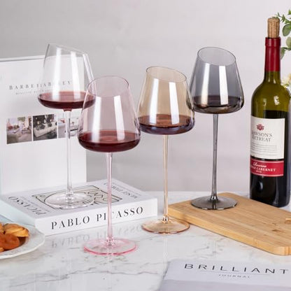KAMMAK Crystal Red Wine Glasses Set of 2, 16.06 oz Stemmed Glasses, XH011 | Hand Blown, Bordeaux Wine Glasses, Thin Rim & Long Stem, Red & White, Daily Use, Wedding or Birthday Gift for Women - size: 8KPXH011
