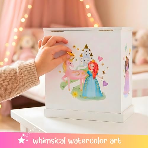Giggle & Honey® Princess Musical Jewelry Box for Girls | Kids Music Box with Drawers, Fairytale Gifts for Girls Birthday, Princess Jewelry Boxes for Ages 3-10 - style: Perfect Princess